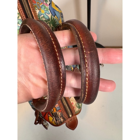 Dooney & Bourke "Sandbar" Tropical Beach Print Satchel Multicolor Leather Trim - Picture 4 of 9